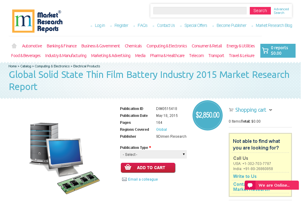 Global Solid State Thin Film Battery Industry 2015'