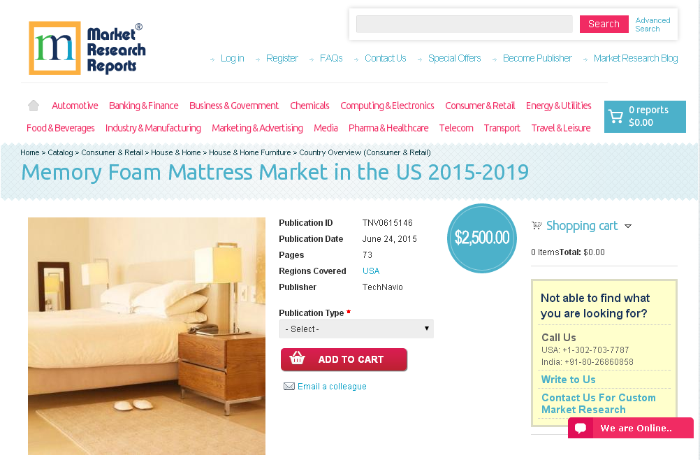 Memory Foam Mattress Market in the US 2015-2019