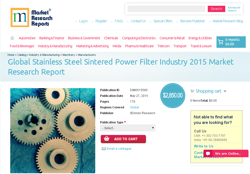 Global Stainless Steel Sintered Power Filter Industry 2015'