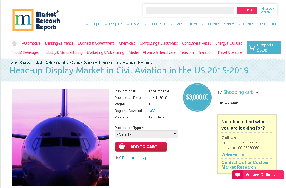 Head-up Display Market in Civil Aviation in the US 2015-2019'