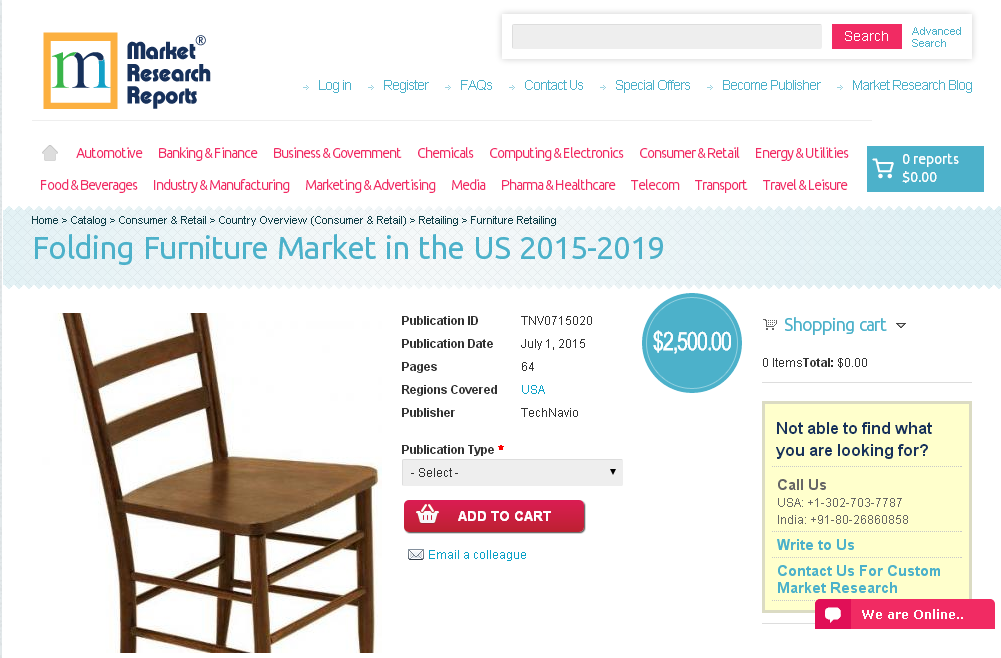 Folding Furniture Market in the US 2015-2019