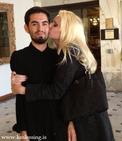 Pious fraud Abazar Wahedi receives a kiss from K.M. Lessing'