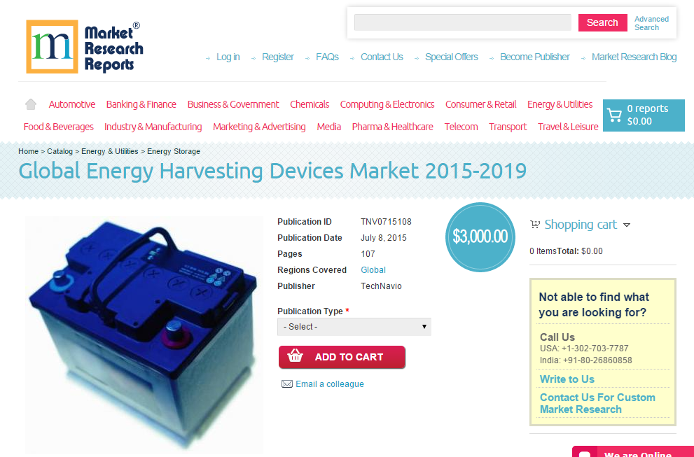 Global Energy Harvesting Devices Market 2015-2019