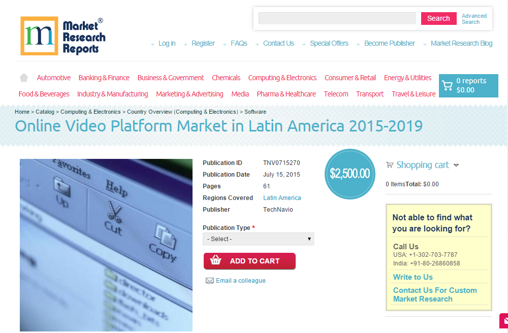 Online Video Platform Market in Latin America 2015-2019'