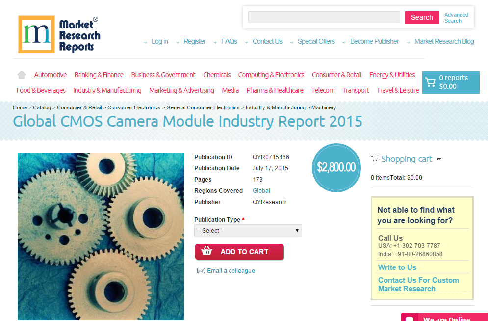 Global CMOS Camera Module Industry Report 2015'