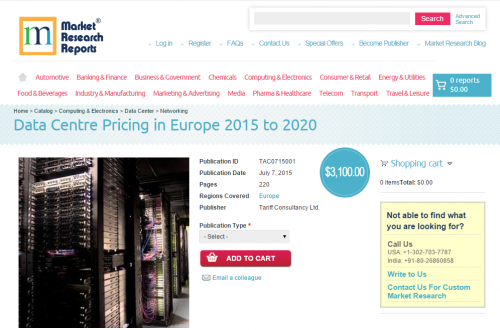 Data Centre Pricing in Europe 2015 to 2020'