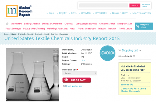 United States Textile Chemicals Industry Report 2015'