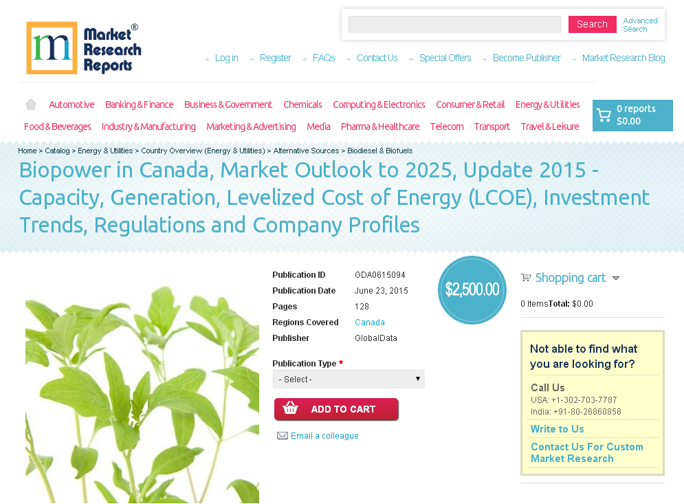 Biopower in Canada, Market Outlook to 2025