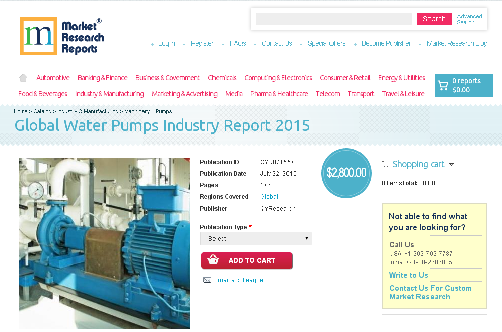 Global Water Pumps Industry Report 2015