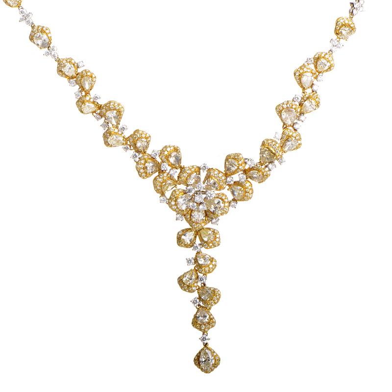18K Multi-Gold Diamond Floral Necklace for $22,500