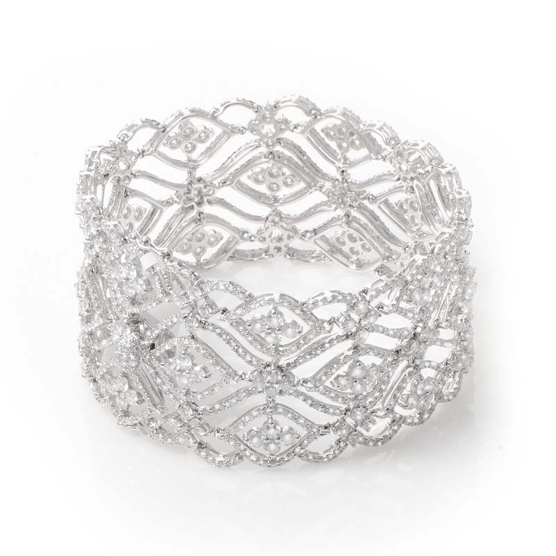 18K White Gold Diamond Lace Bracelet for $18,560