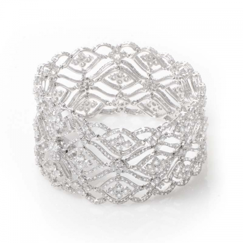 18K White Gold Diamond Lace Bracelet for $18,560'