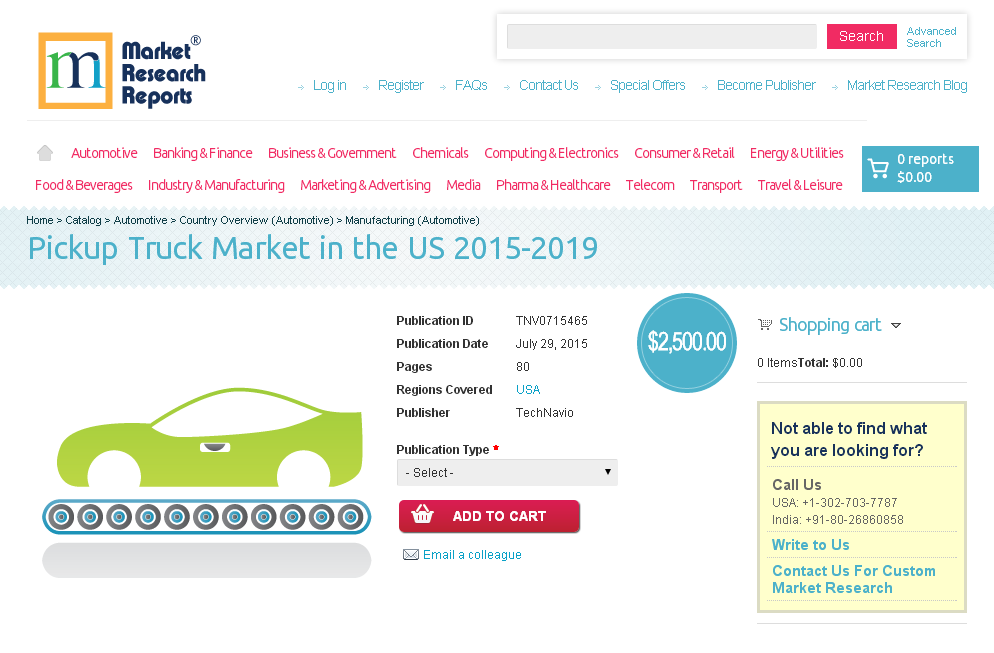 Pickup Truck Market in the US 2015-2019'
