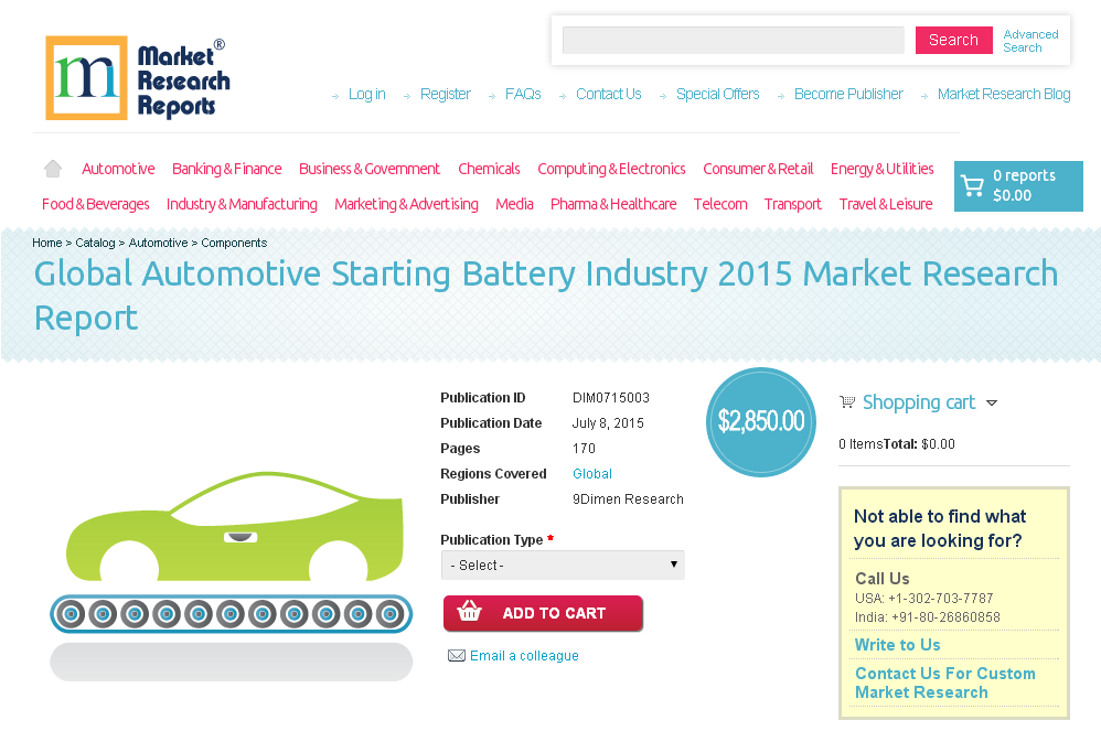 Global Automotive Starting Battery Industry 2015