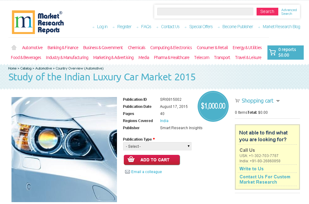 Study of the Indian Luxury Car Market 2015