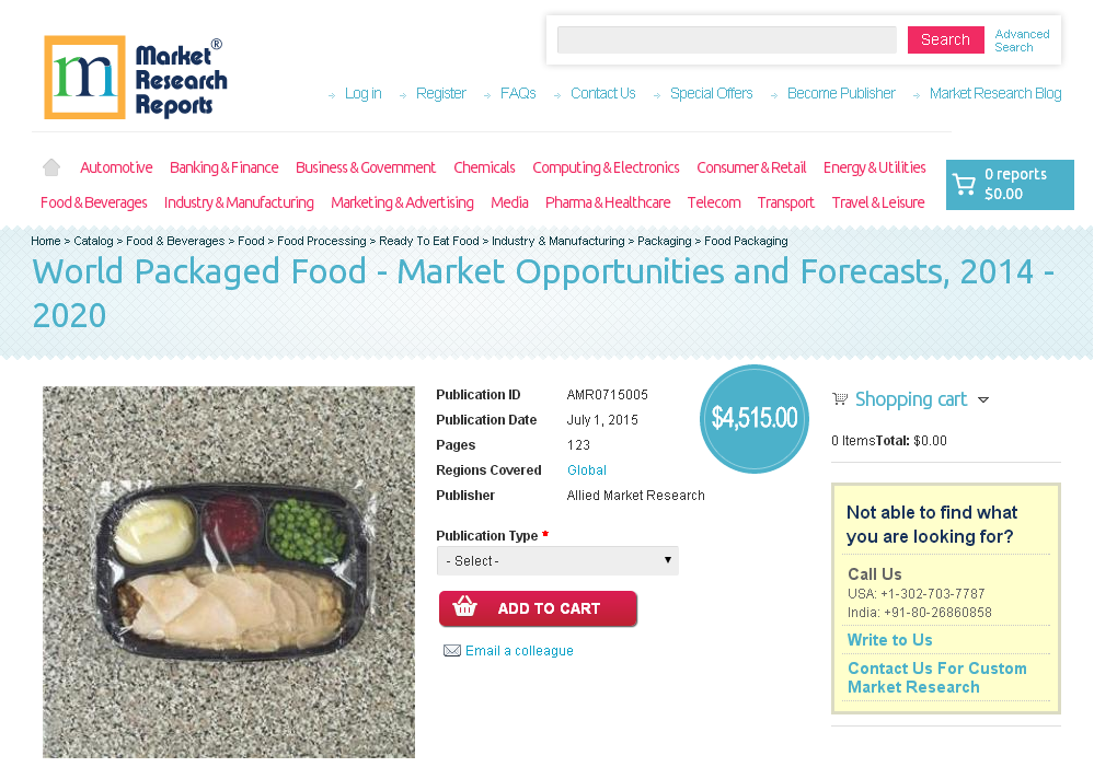 World Packaged Food - Market Opportunities and Forecasts