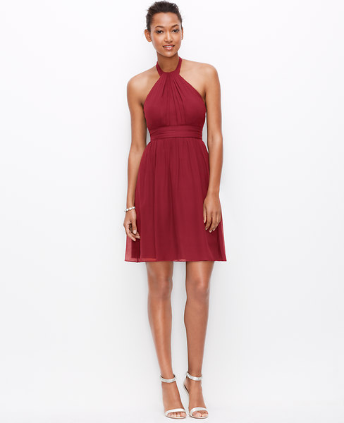 Ann Taylor Silk Georgette Halter Dress