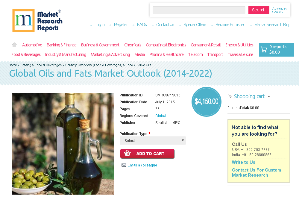 Global Oils and Fats Market Outlook (2014-2022)
