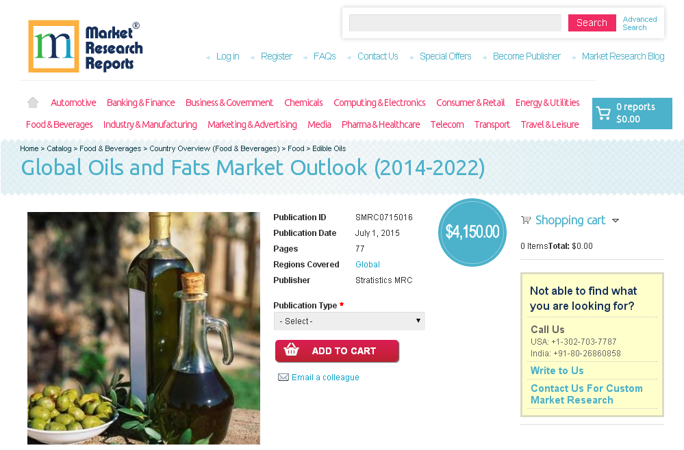 Global Oils and Fats Market Outlook (2014-2022)'