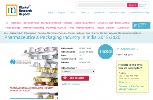 Pharmaceuticals Packaging Industry in India 2015 - 2020'