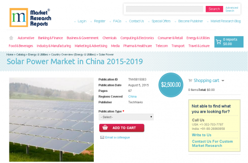 Solar Power Market in China 2015-2019'