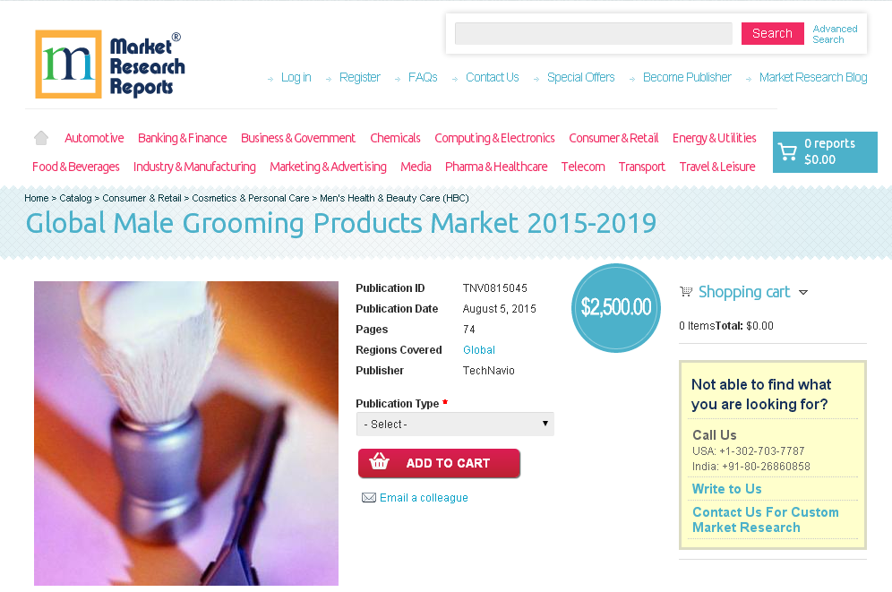 Global Male Grooming Products Market 2015-2019