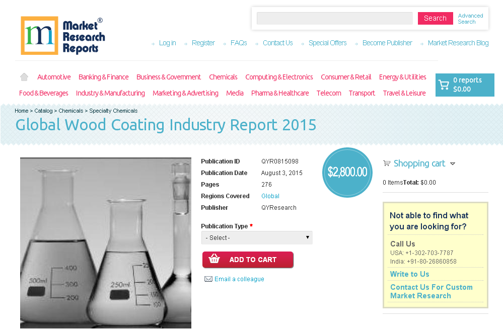 Global Wood Coating Industry Report 2015'