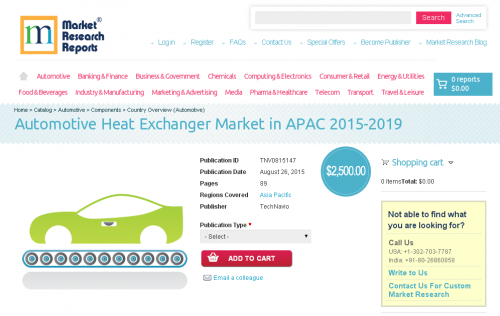 Automotive Heat Exchanger Market in APAC 2015-2019'