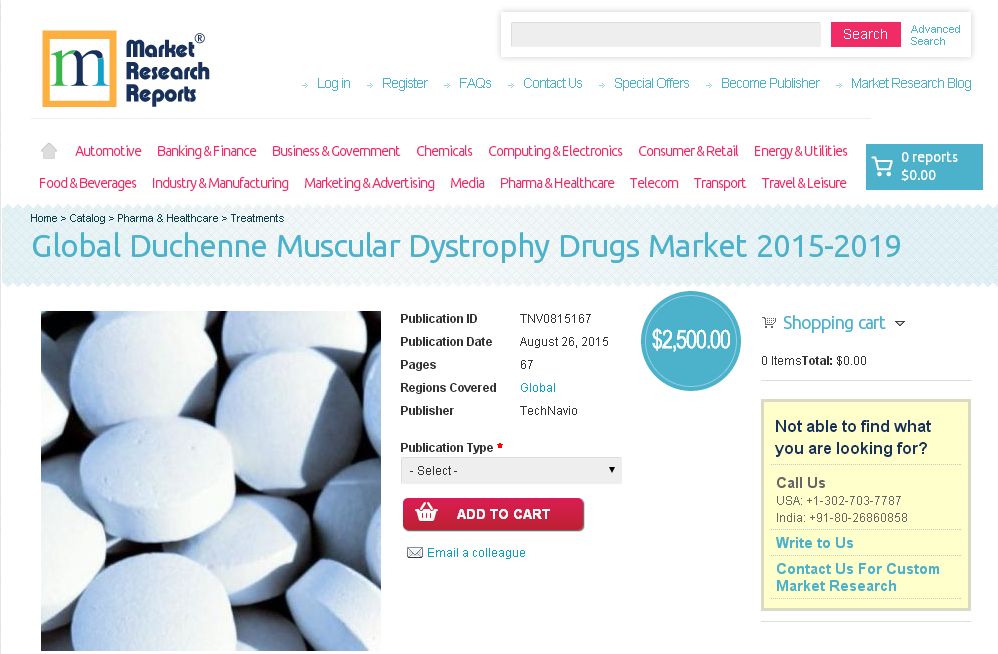 Global Duchenne Muscular Dystrophy Drugs Market 2015-2019