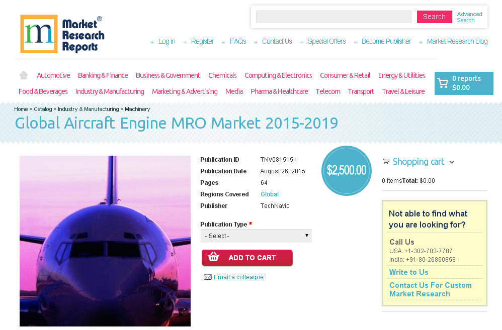 Global Aircraft Engine MRO Market 2015-2019'