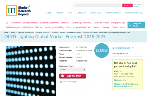 OLED Lighting Global Market Forecast 2015-2025'