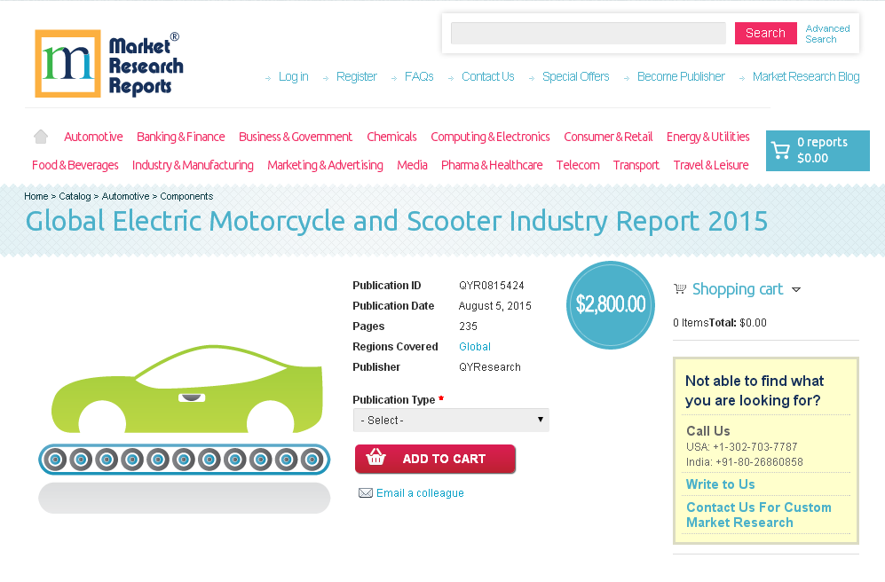 Global Electric Motorcycle and Scooter Industry Report 2015'