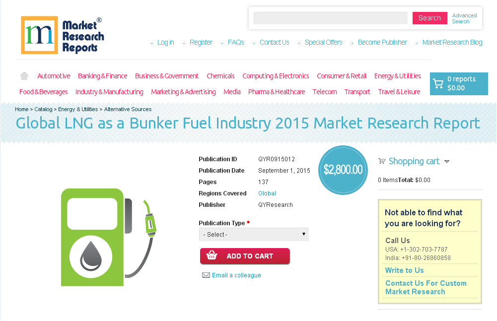 Global LNG as a Bunker Fuel Industry 2015