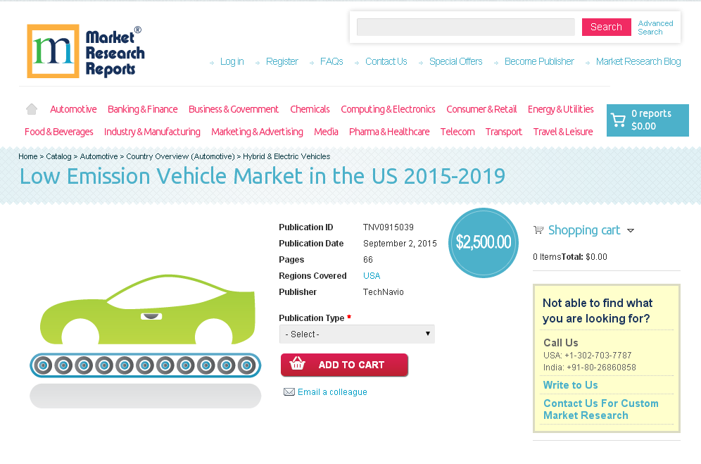 Low Emission Vehicle Market in the US 2015-2019