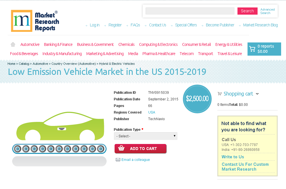 Low Emission Vehicle Market in the US 2015-2019'