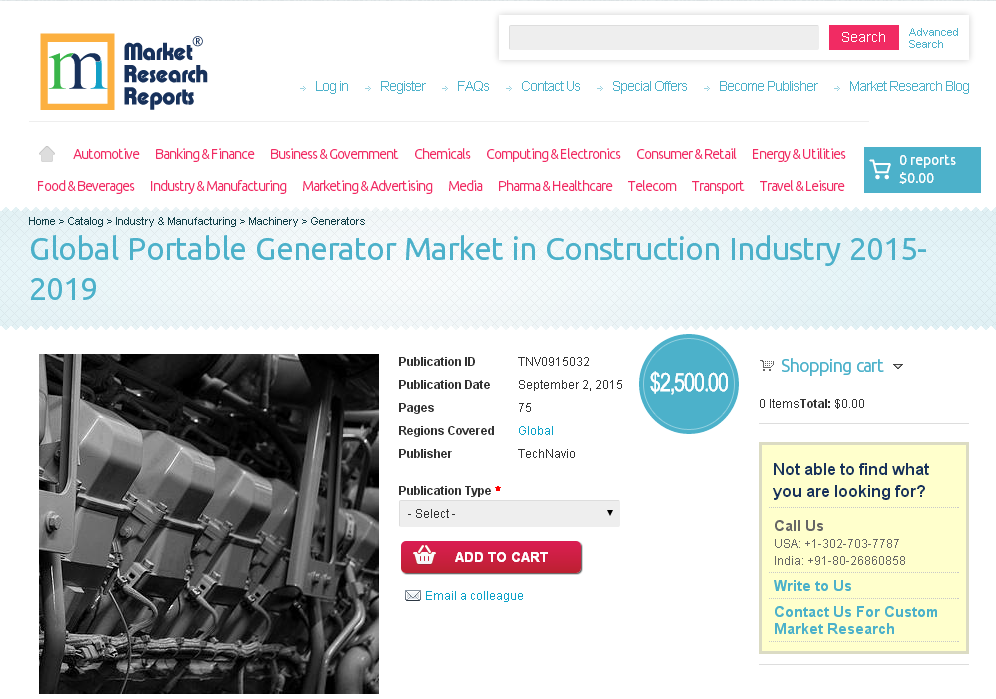 Global Portable Generator Market in Construction Industry