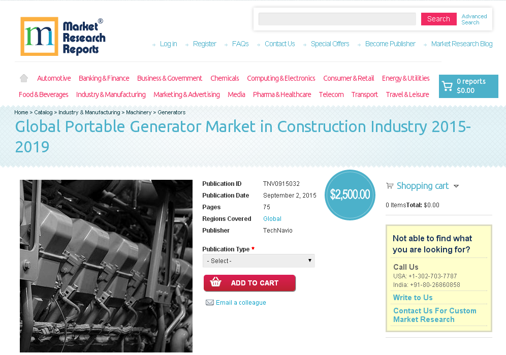 Global Portable Generator Market in Construction Industry'