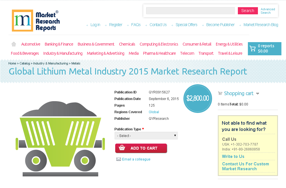 Global Lithium Metal Industry 2015'