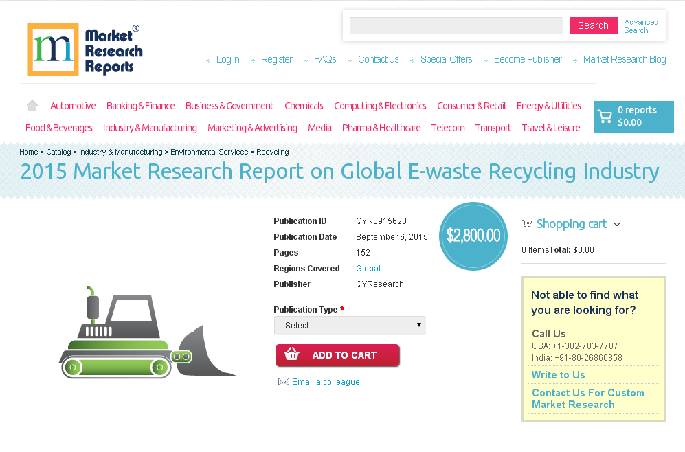 Global E-waste Recycling Industry 2015'