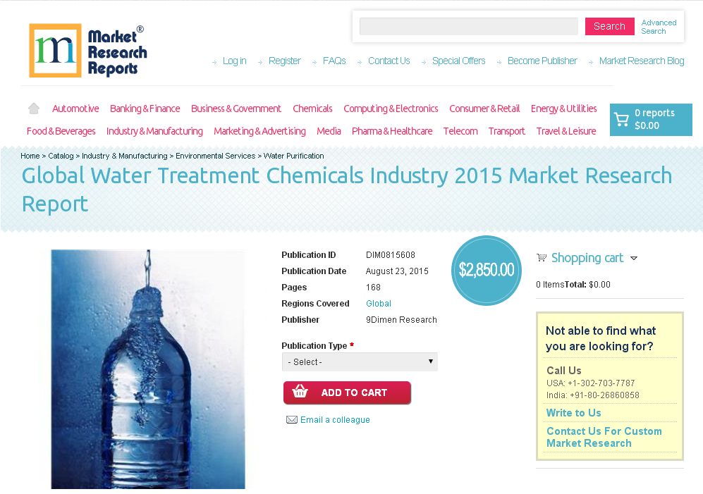 Global Water Treatment Chemicals Industry 2015'