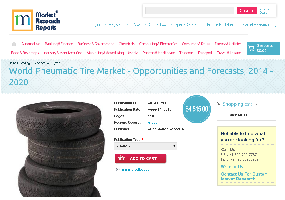 World Pneumatic Tire Market - Opportunities and Forecasts