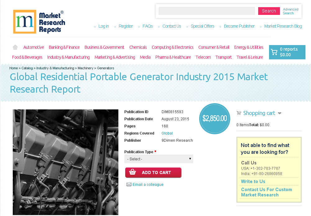 Global Residential Portable Generator Industry 2015