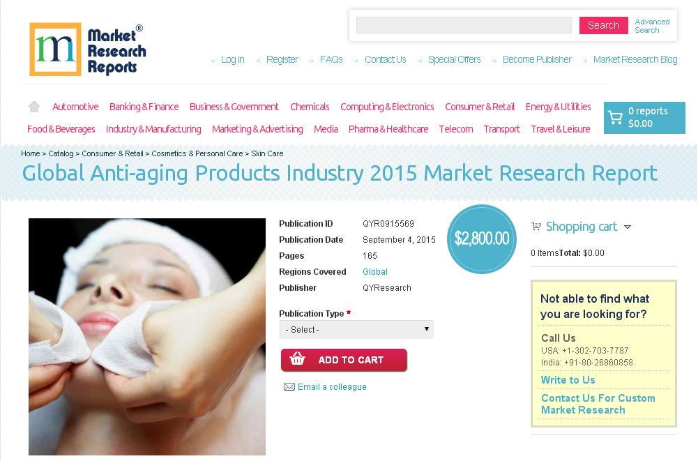 Global Anti-aging Products Industry 2015