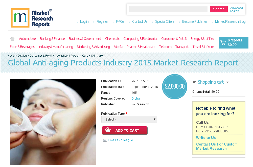 Global Anti-aging Products Industry 2015'
