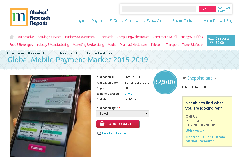 Global Mobile Payment Market 2015-2019'