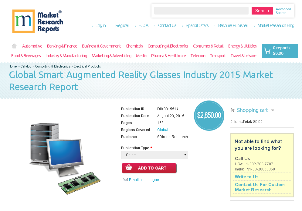 Global Smart Augmented Reality Glasses Industry 2015'