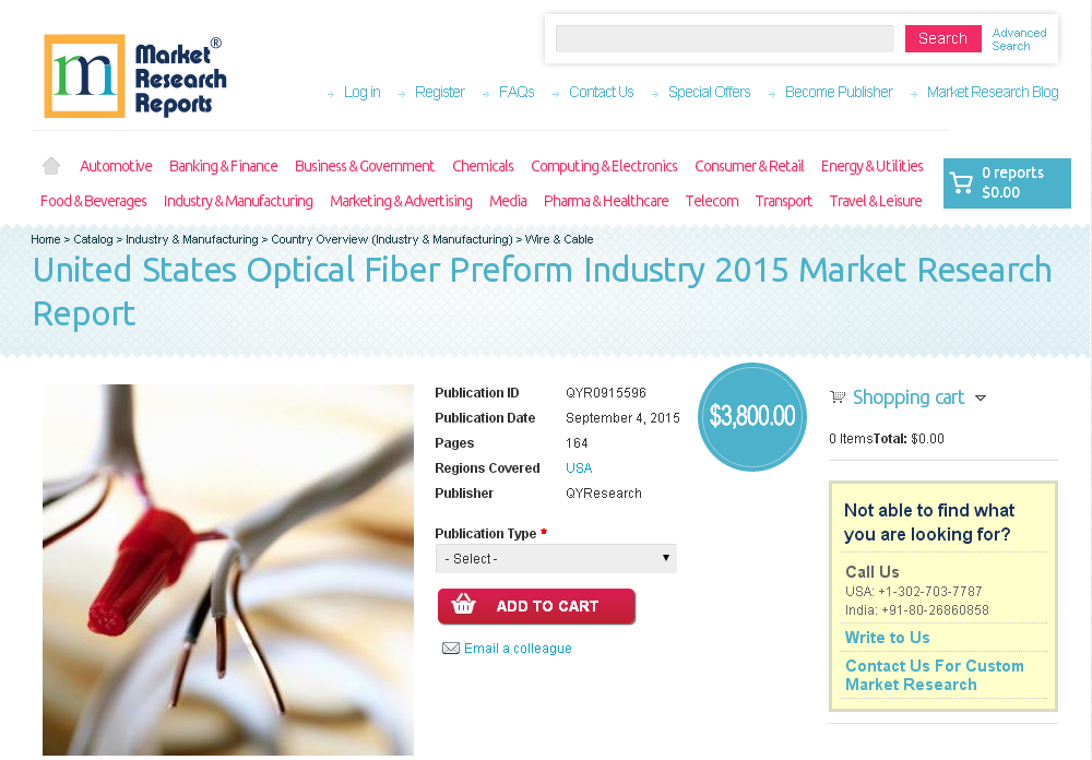 United States Optical Fiber Preform Industry 2015'