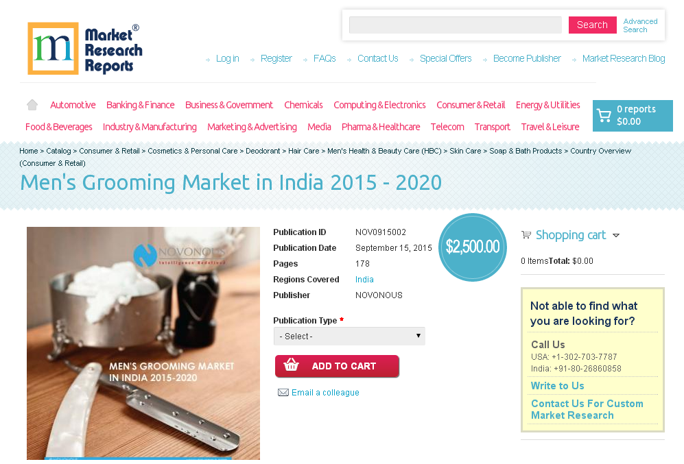 Men&rsquo;s Grooming Market in India 2015 - 2020