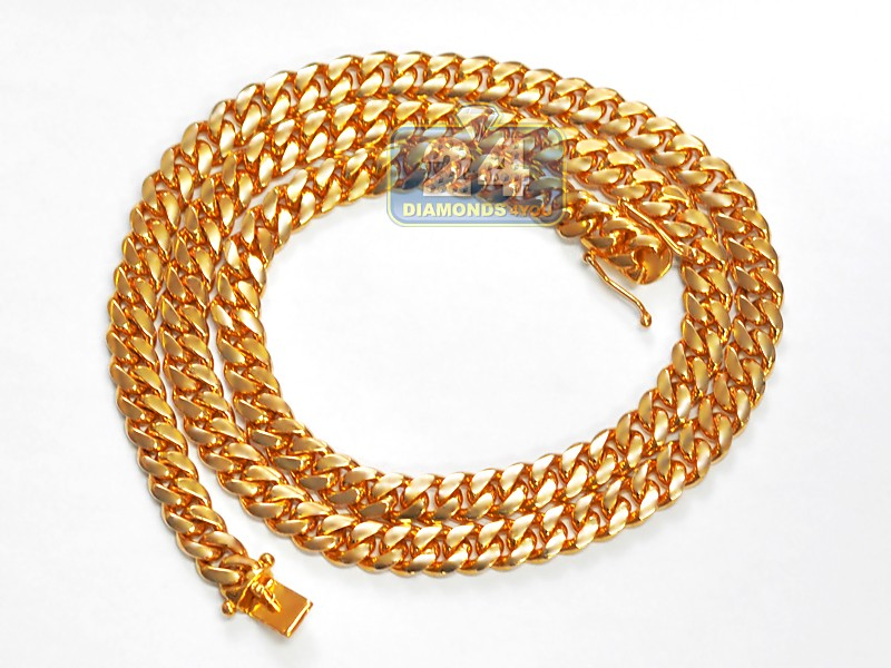 10K Yellow Gold Miami Cuban Link Mens Chain 9 mm 30 Inches'
