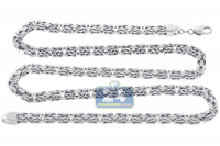 Italian Sterling Silver Solid Byzantine Mens Chain 7 mm